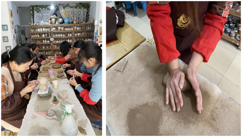 中建八局四公司胶州办事处组织女工开展陶艺手工制作活动